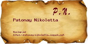 Patonay Nikoletta névjegykártya