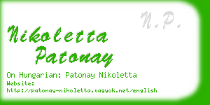 nikoletta patonay business card